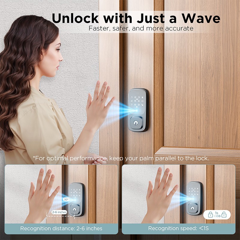 Security Keyless Smart Door Lock WiFi APP Control Plam Vein 6 Ways Unolck