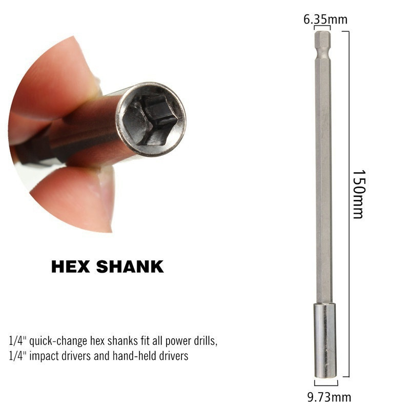 Magnetic Bit Holder Set Extensions 3″ 4″ 6″ Quick Change 1/4″ Hex Shank Chic