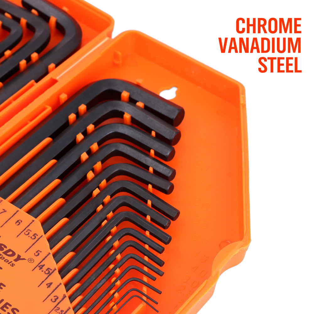 Allen Wrench Hex Key Set 31pc Set METRIC & SAE Standard Short Long Arm CrV Steel