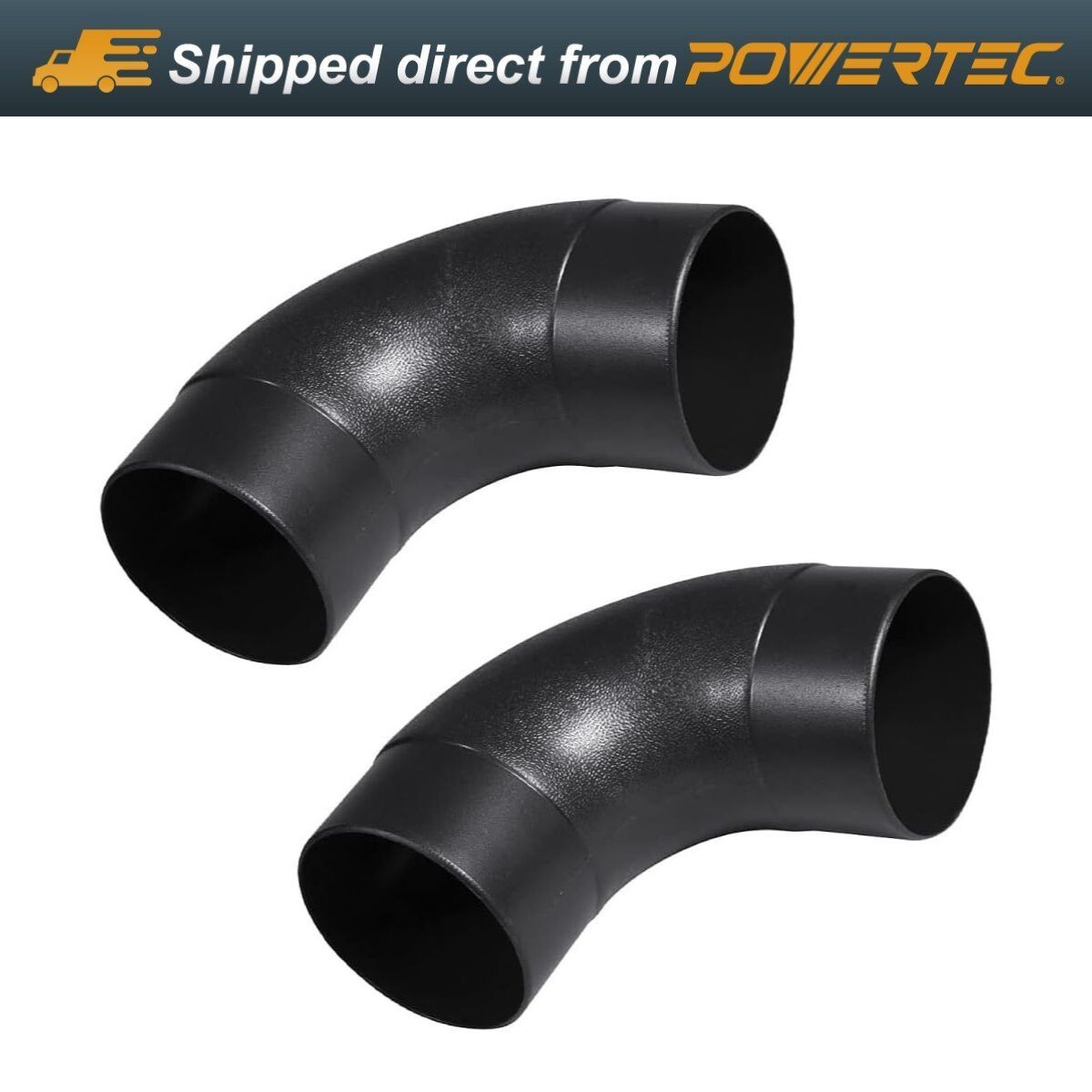 POWERTEC 70105-P2 4 In. 90 Degree Elbow – ABS Plastic Right Angle, 2PK