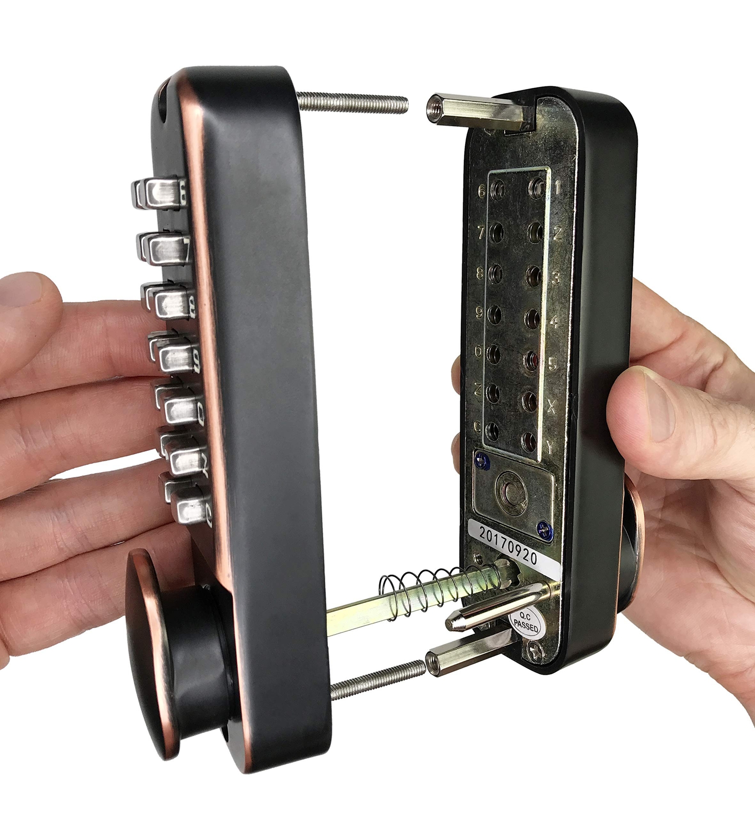 Mechanical Keyless Combination Latch Door Lock with Double Keypads Oil Rubbed