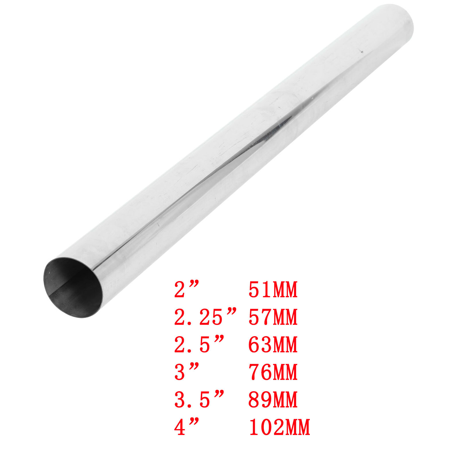 2” 2.25” 2.5” 3” 3.5” 4” T304 Stainless Steel Straight Pipe Tube 40” Long