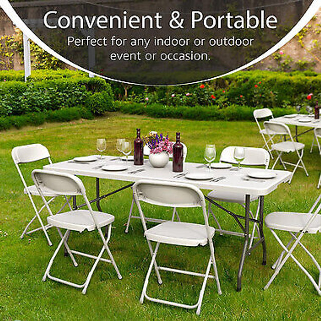 Used 6-Ft Plastic Folding Table – Ideal for Indoor/Outdoor Dining & Party Use