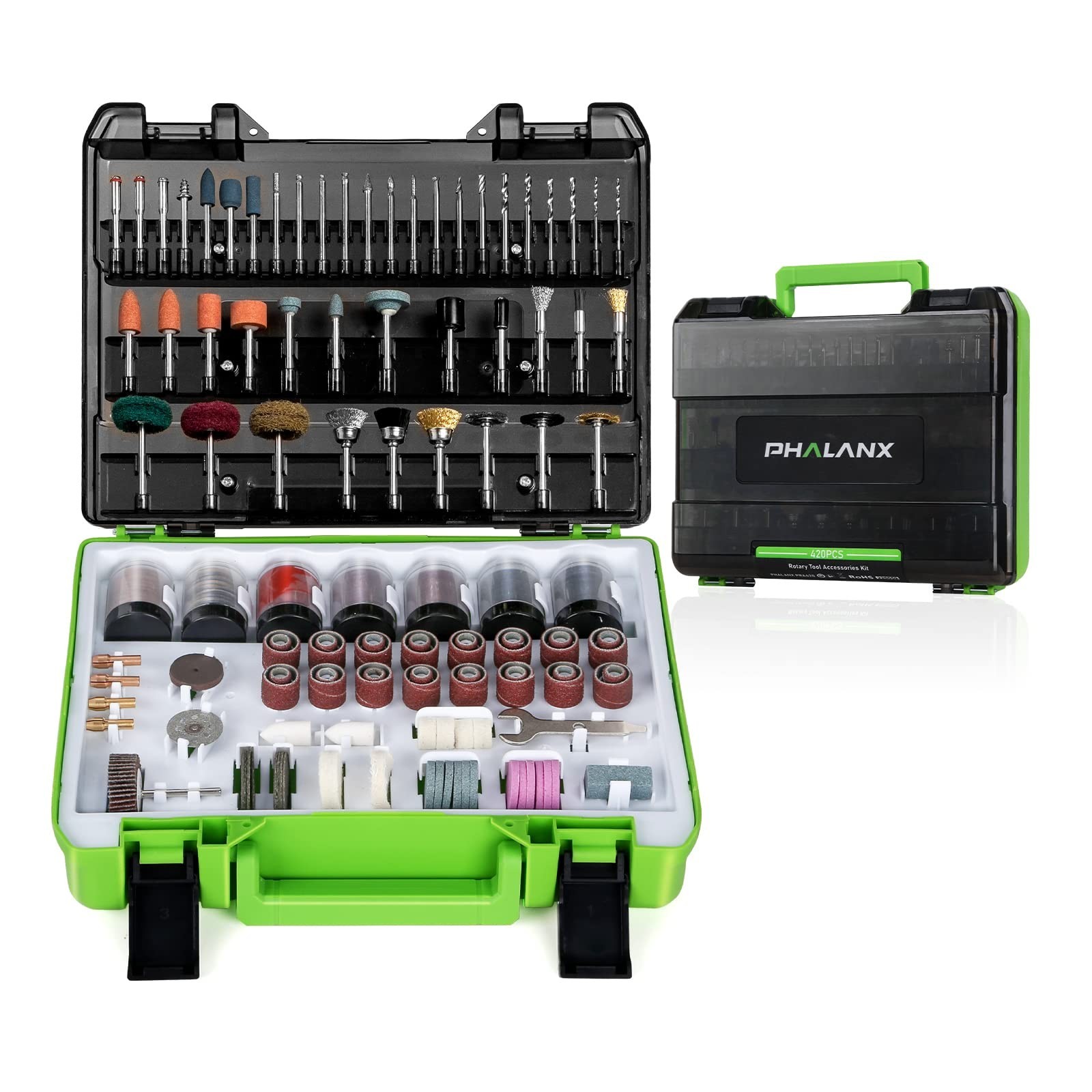 PHALANX Rotary Tool Accessory Kit, 420 Pcs Accessories Kit, 1/8″(3.2mm) Diame…