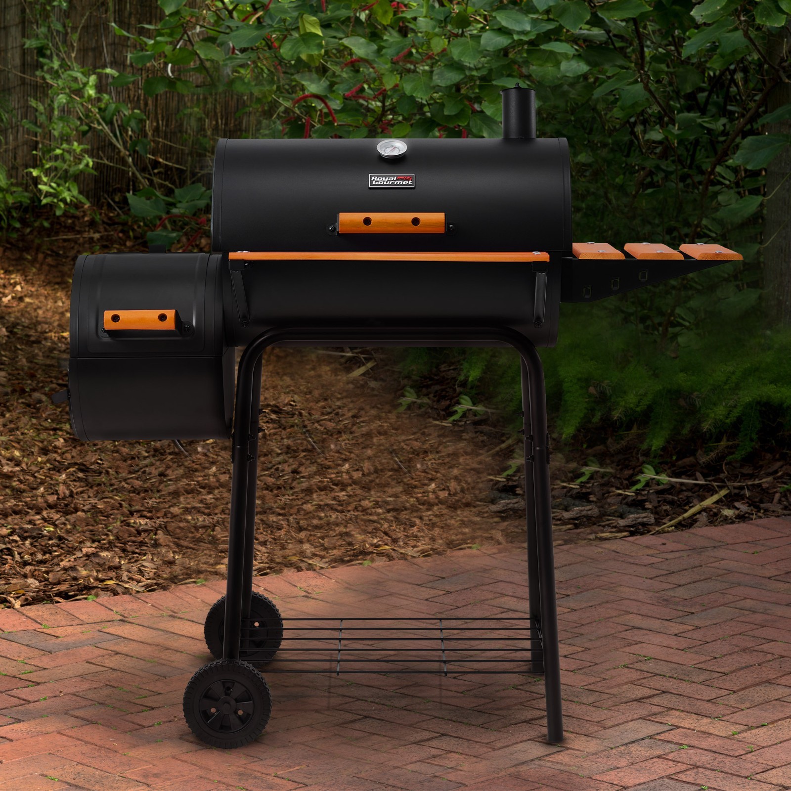 Royal Gourmet Barrel Charcoal Grill with Offset Smoker for Outdoor Grilling