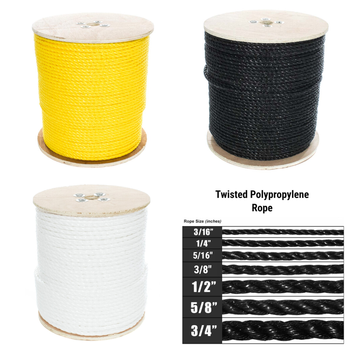 GOLBERG Polypropylene Twisted Rope 50, 100, 300, 600, 1200 Feet – MADE IN USA