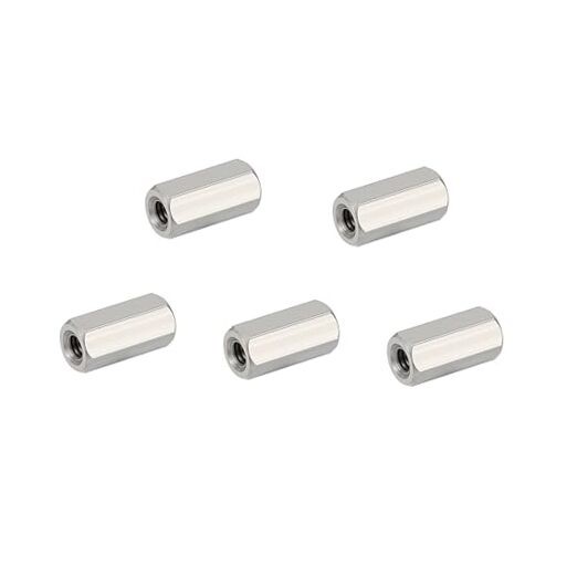 Hex Coupling Nuts, M4 x 0.7-Pitch 12mm/0.47″ Length Metric M4-0.7 x 12mm 5