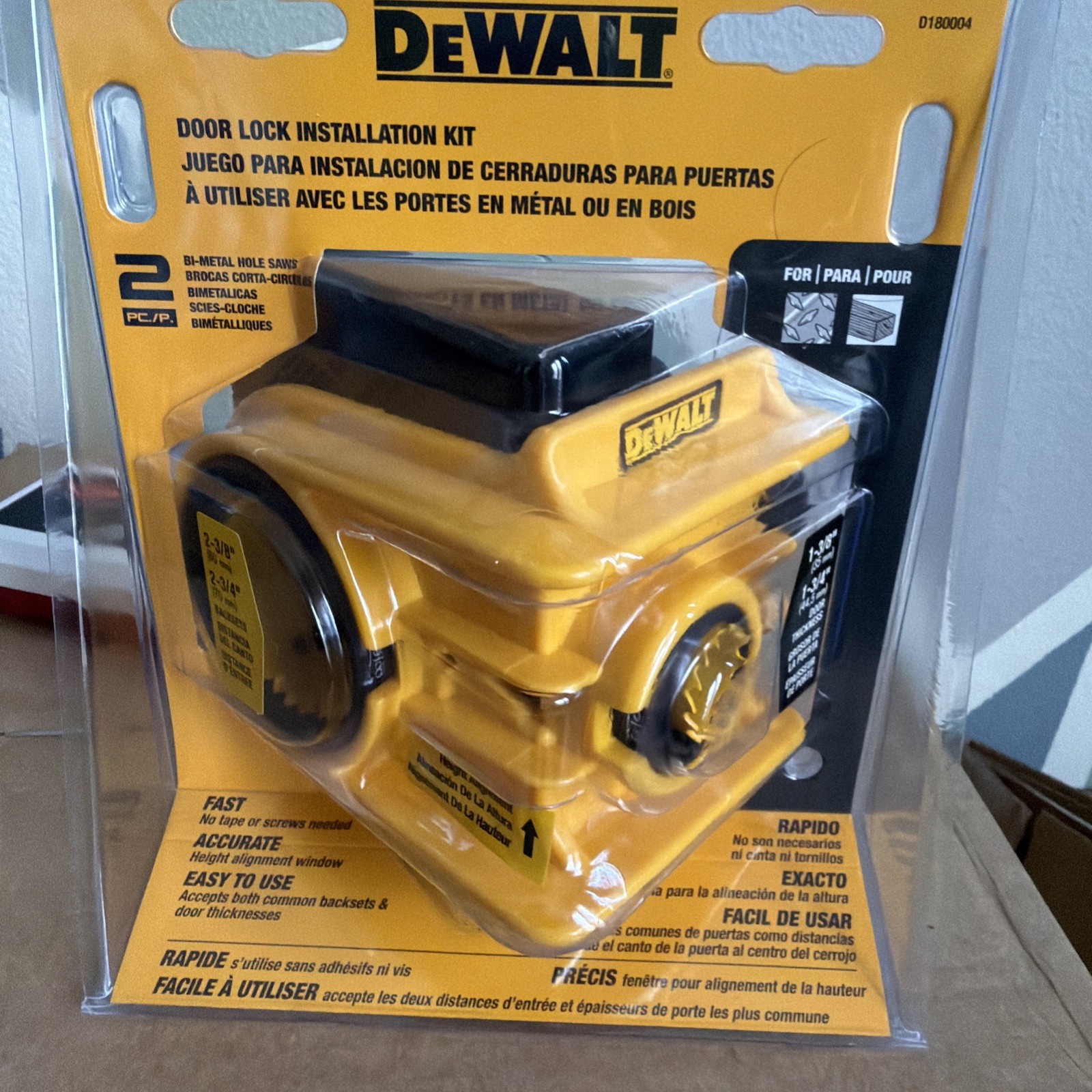 Dewalt Door Lock Installation Kit D180004 Bi-Metal Hole Saws Brand New
