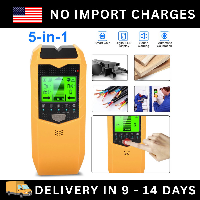 5 in 1 Digital Stud Finder Wood Metal Pipe Wire Wall Scanner Sensor LCD Detector