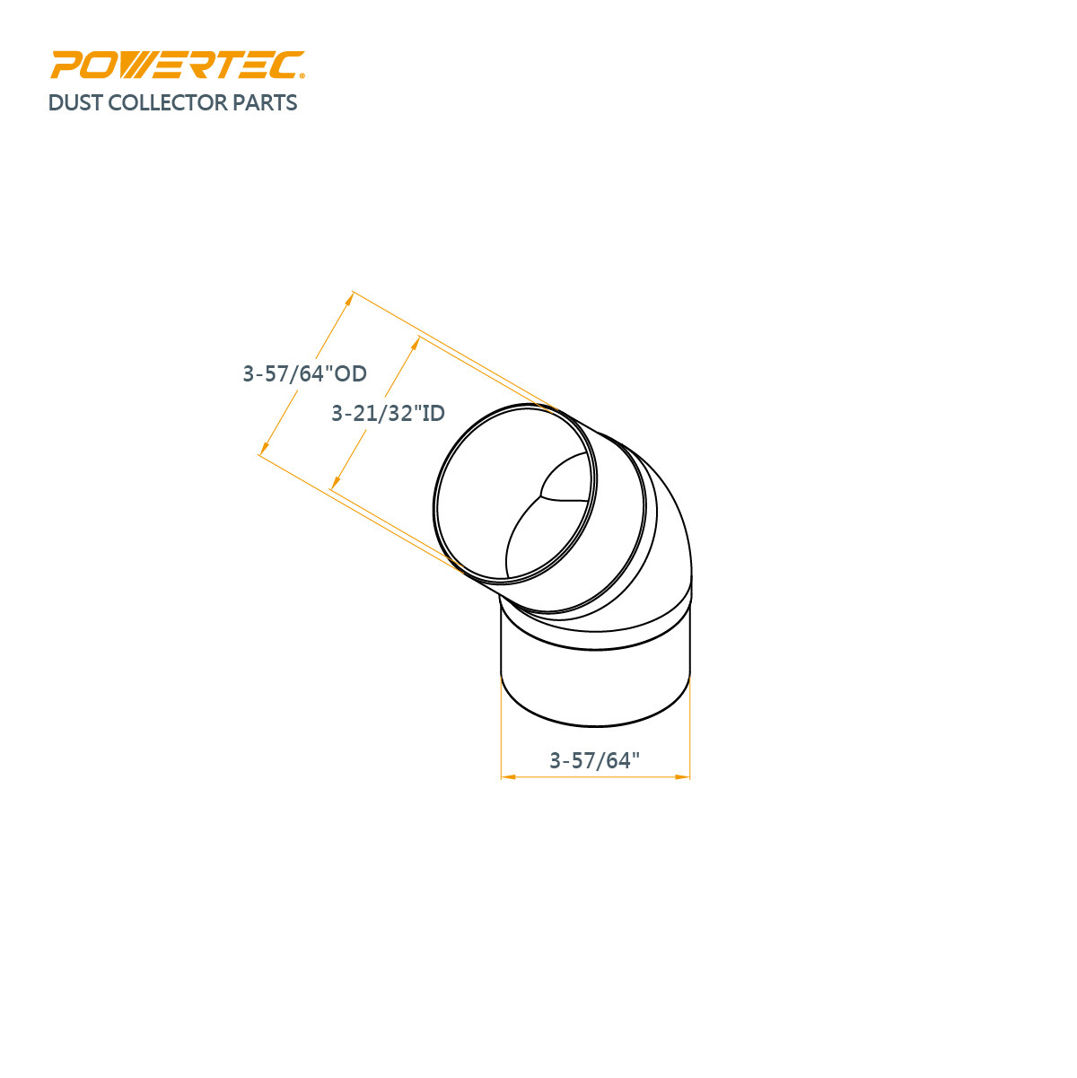 POWERTEC 70183 4?? 45 Degree Elbow – ABS Plastic Dust Collector Connector