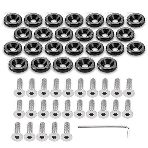 STETION 25 Pcs Fender Bumper Washer Bolt 6061 T6 Grade M6x20mm CNC Black