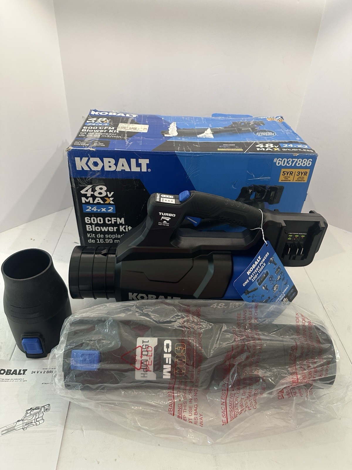 Kobalt 48V Max 600 CFM Handheld Leaf Blower 150 MPH Tool Only New