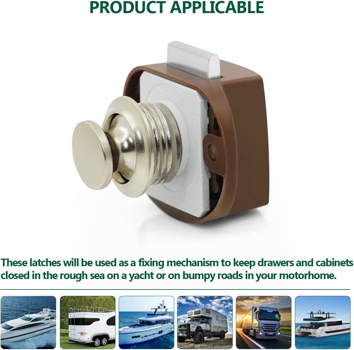 5PCS Push Button Cabinet Latch for RV Camper / Motor home Cupboard Caravan Lock