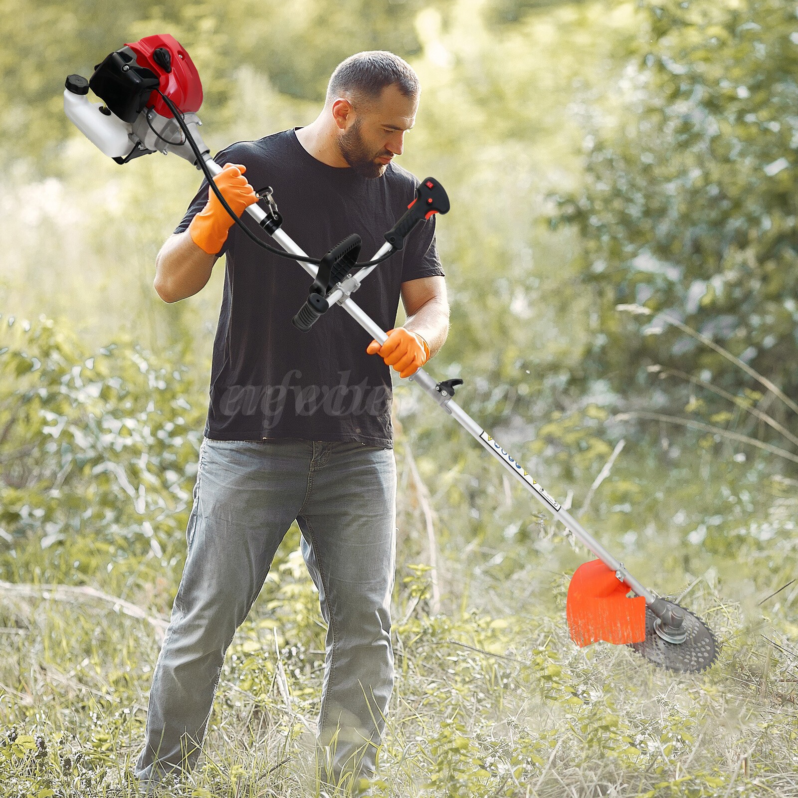 52cc 2-Cycle Gas Grass String Trimmer Straight Shaft Gas Weed Eater Lawn Mower