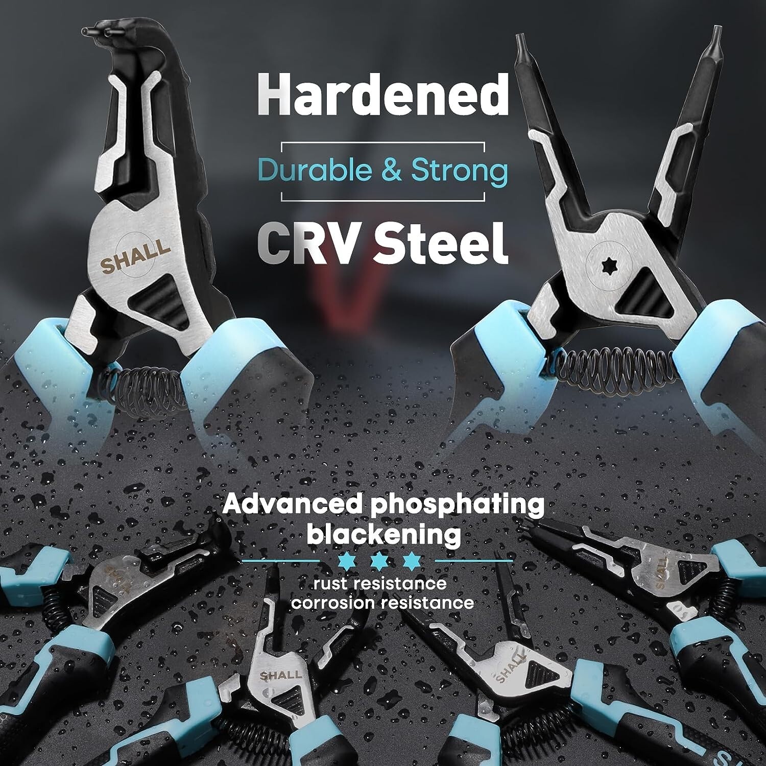 SHALL Snap Ring Pliers Set, 4PCS Heavy Duty 7 ” Internal External Circlip Pliers