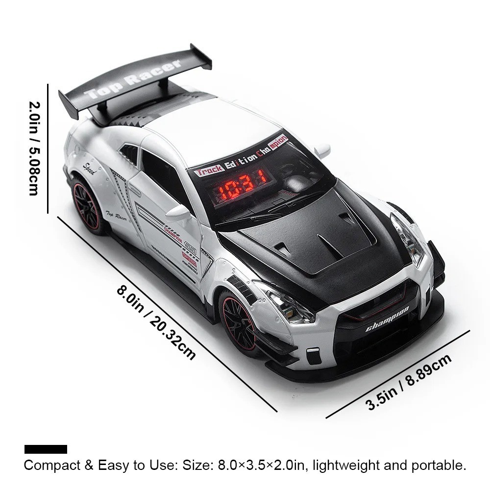 Hypercar LED Alarm Clock Digital Sports Car Model Desk Clock Remote Control