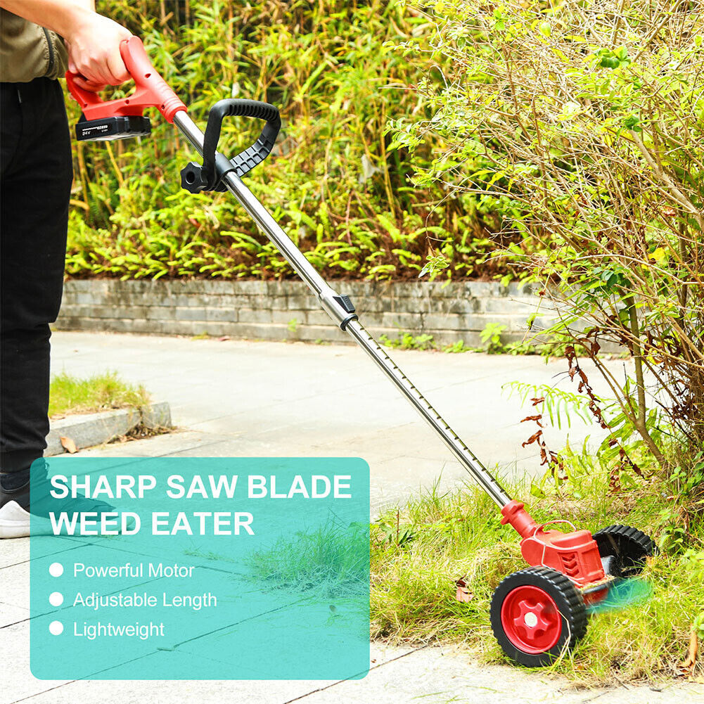 24V Electric Weed Wacker Cutter Grass String Trimmer Cordless 2 Battery Powered