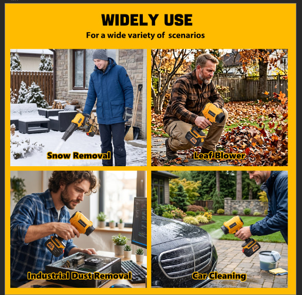 Portable Cordless Leaf Blower with Battery Charger 30000RPM Handheld 300W