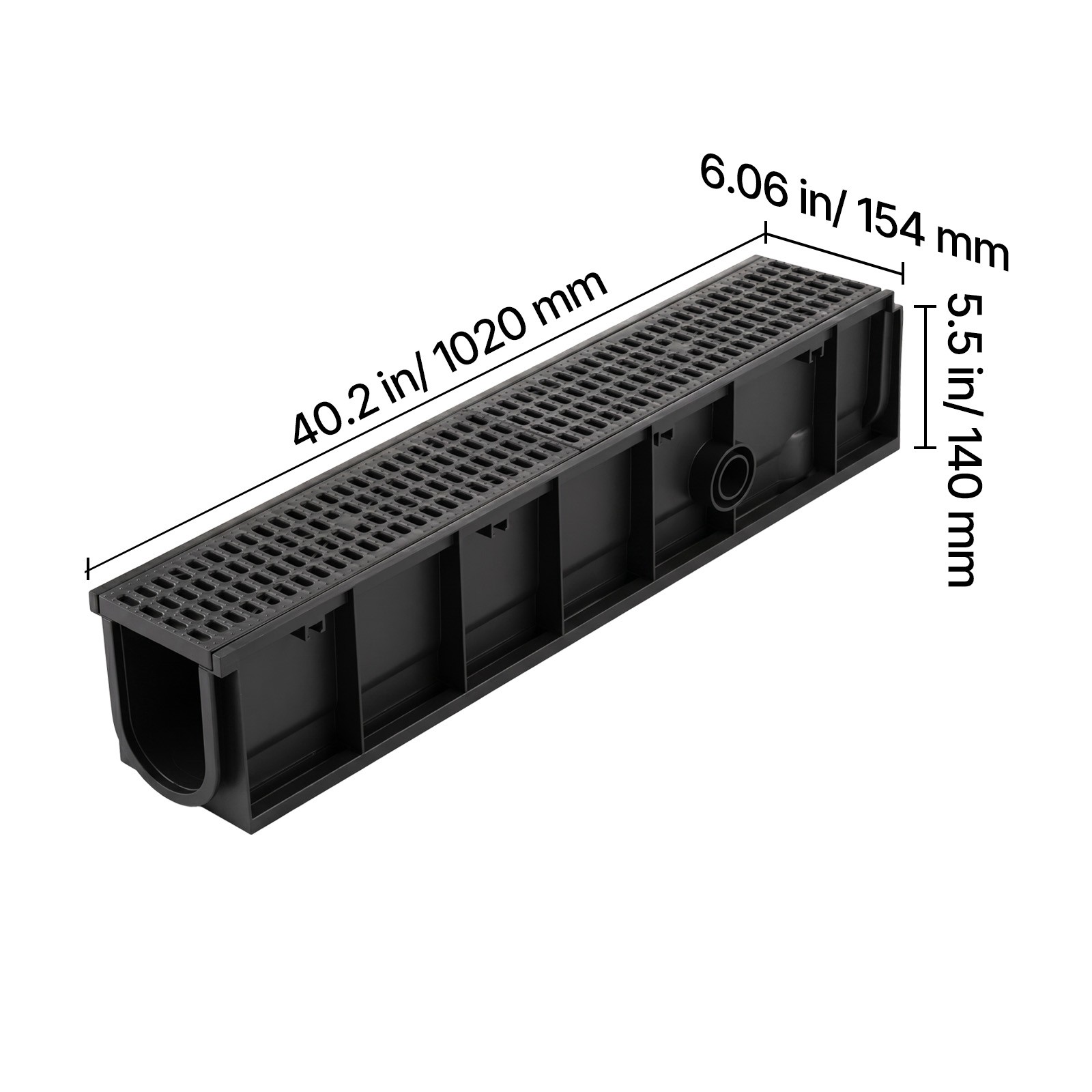 Uimoso 40.1 x 6.1 x 8.0 in HDPE Linear Drainage Channel, 4-Pack
