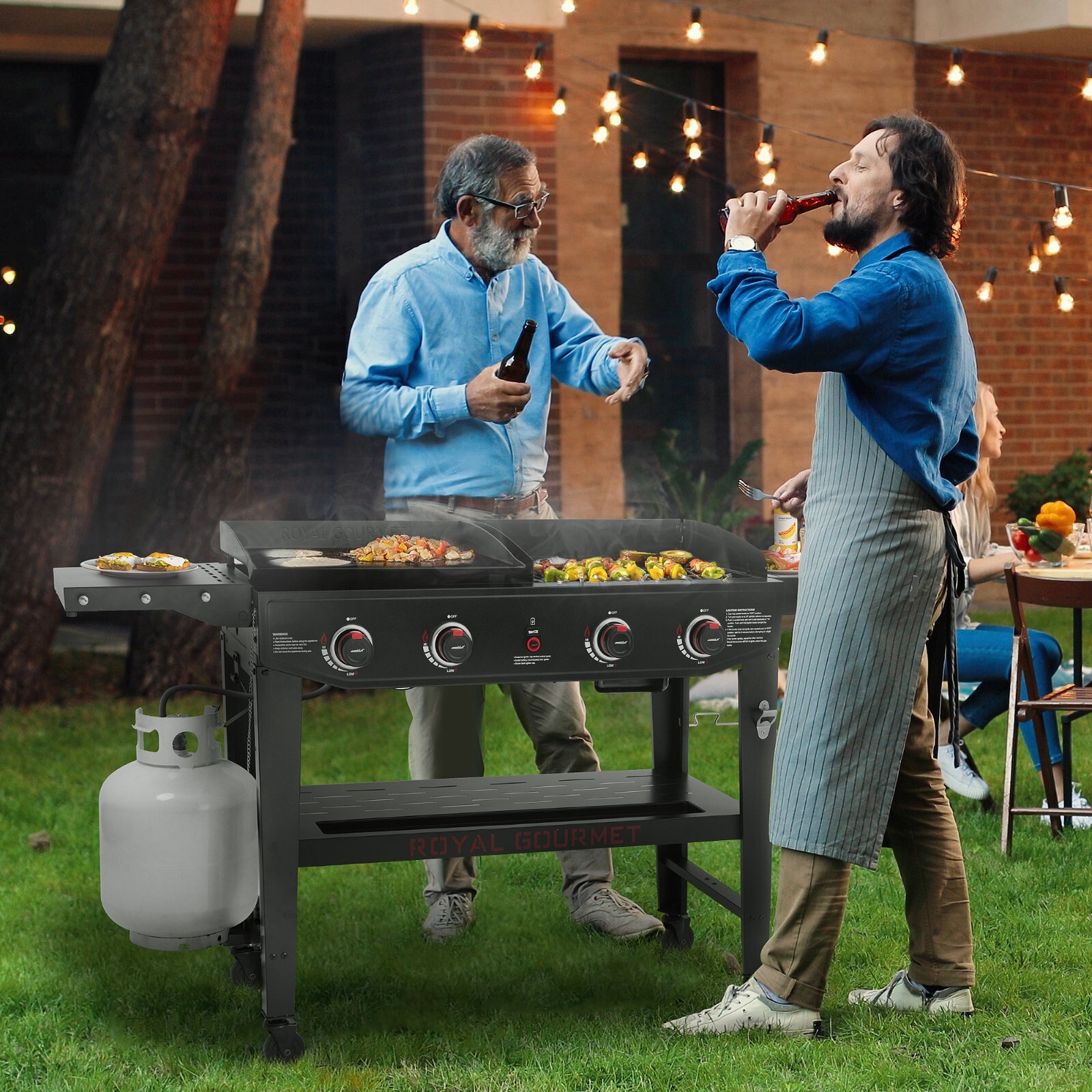 Royal Gourmet 4-Burner Propane Grill Griddle Combo w/ Bonus Grilling Gear Set