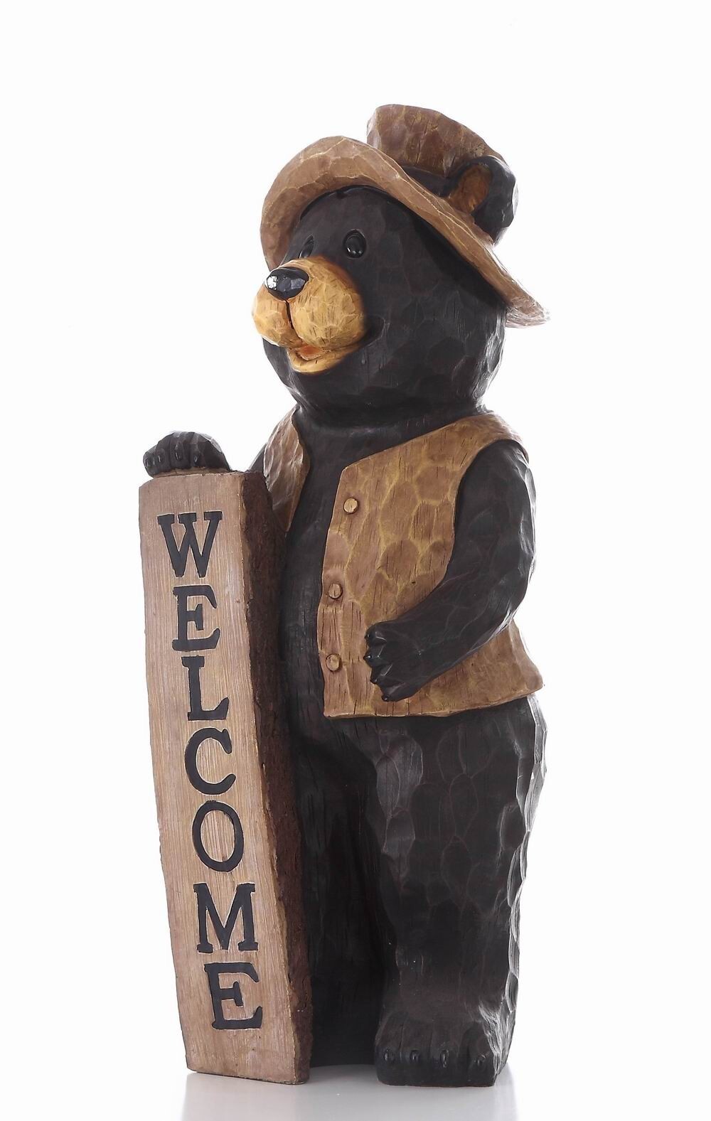 30 IN Standing Bear Decor W/Welcome Sign Garden Decor Garden Statue For Entryway