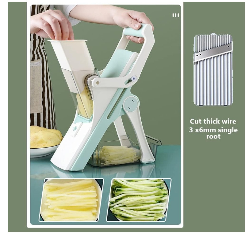 Safe Multifunctional Mandoline Slicer 5 in 1 Vegetable Chopper, Pro Food Chopper