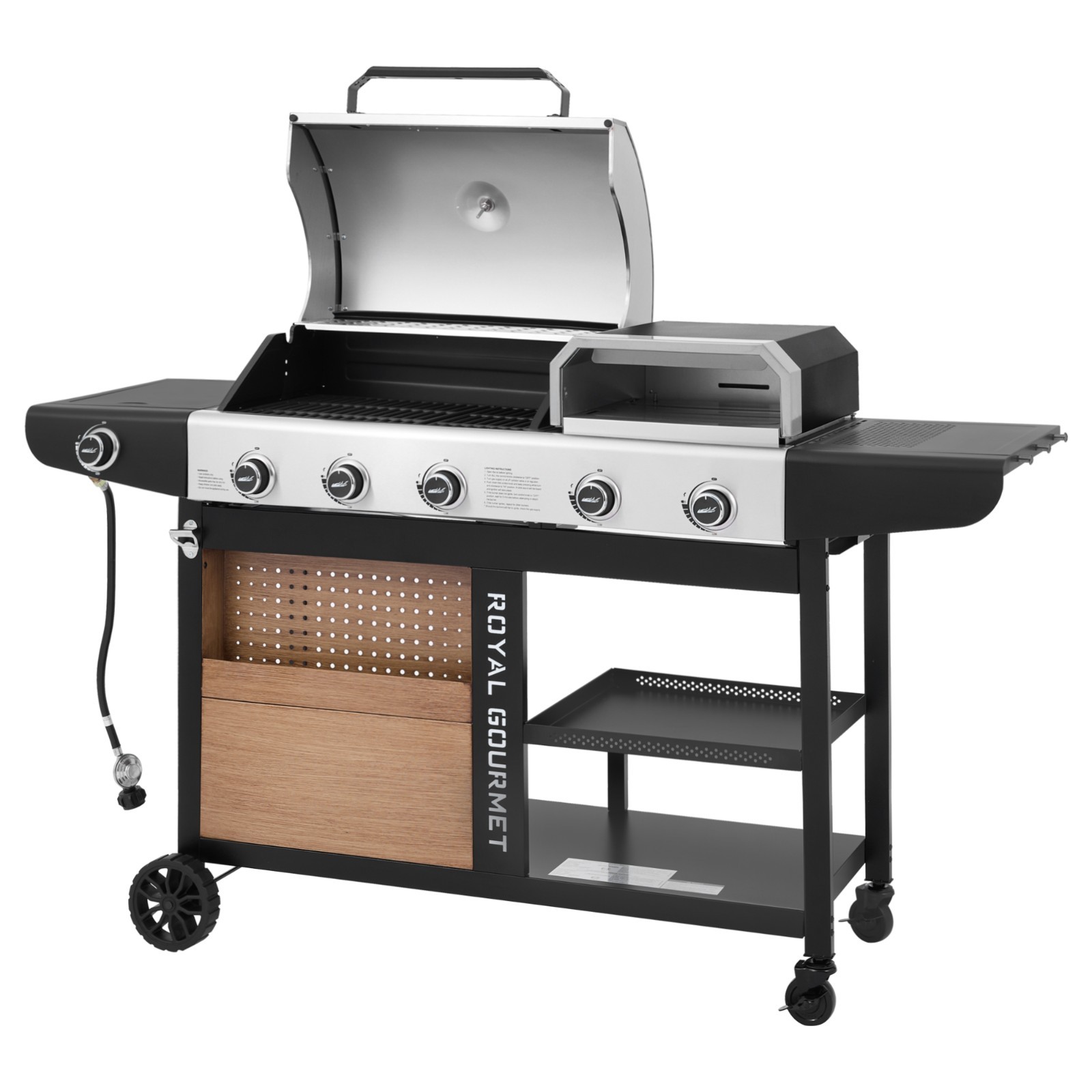 Royal Gourmet Premium Gas Grill and Pizza Oven Combo, with Side Burner
