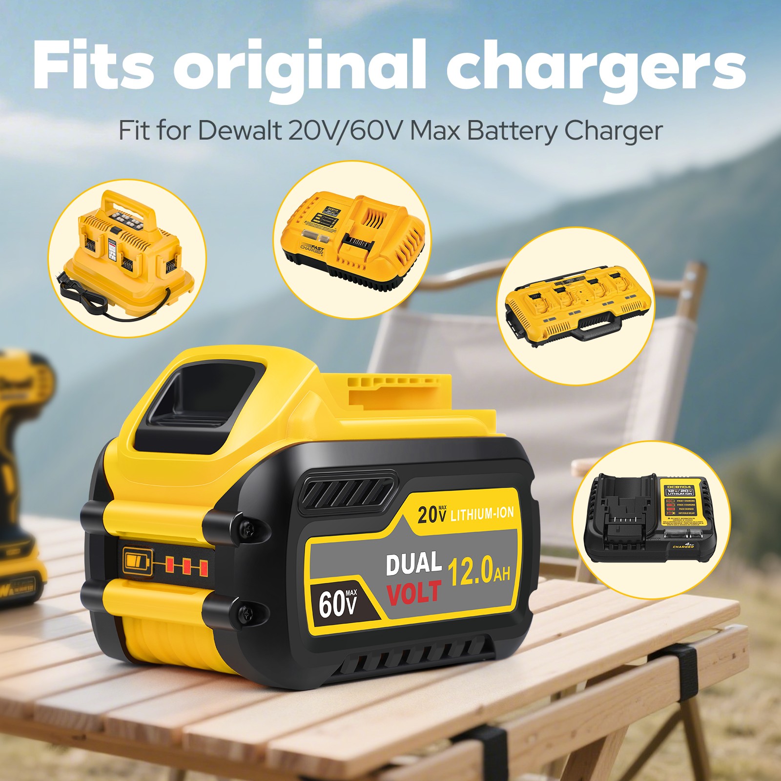 12Ah Battery For DeWalt FLEXVOLT 20V 60V Max DCB206 DCB204 DCB609 DCB606 DCB612