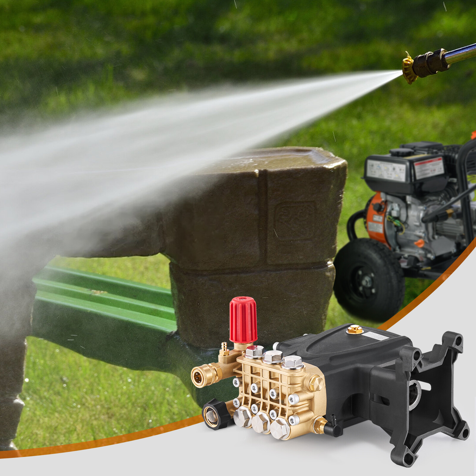 Pressure Washer Pump 1″ Shaft Horizontal Triplex Plunger 4000 PSI 4.0GPM