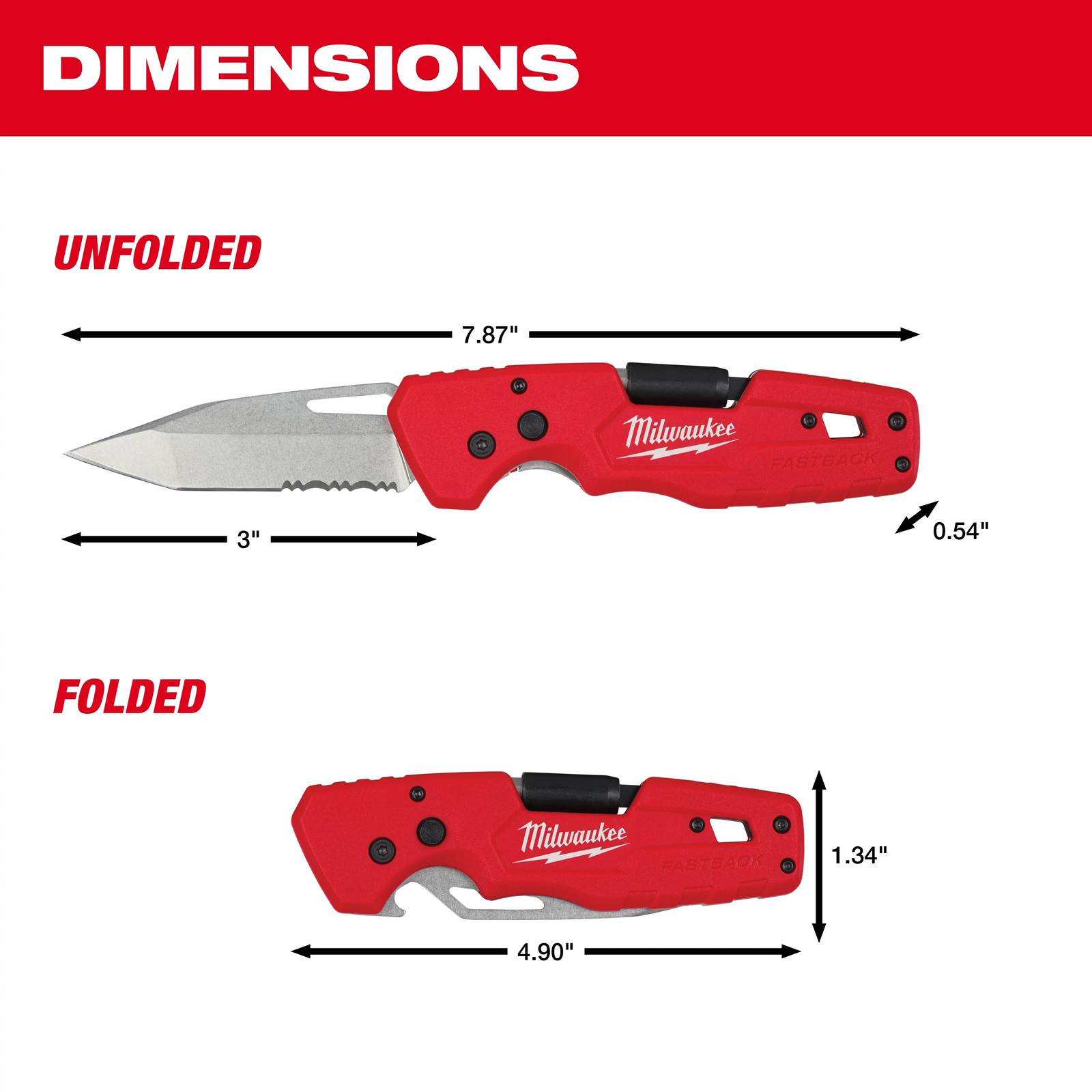 Milwaukee FASTBACK 5 in 1 Folding Pocket Knife (48-22-1540) – Brand New