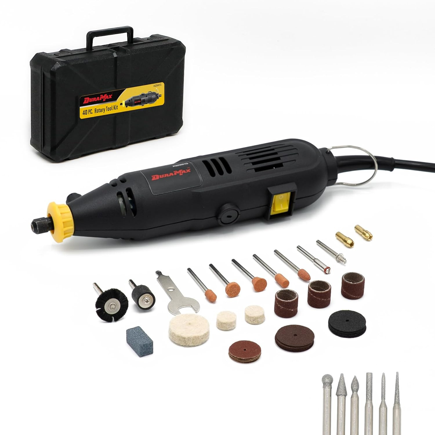 Rotary Tool Kit, 40 Pieces, Variable Speed 8000-30000 RPM, 120V, with 6-PCS Diam