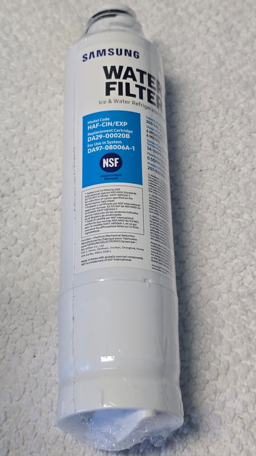 Samsung DA29-00020B HAF-CIN/EXP Refrigerator Water Filter DA97-08006A-1 Genuine