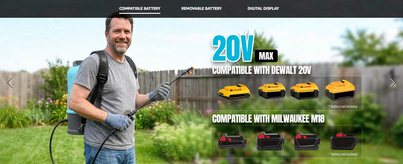 4.2 Gal Battery Backpack Sprayer, 120 PSI, Fits DeWalt 20V Battery