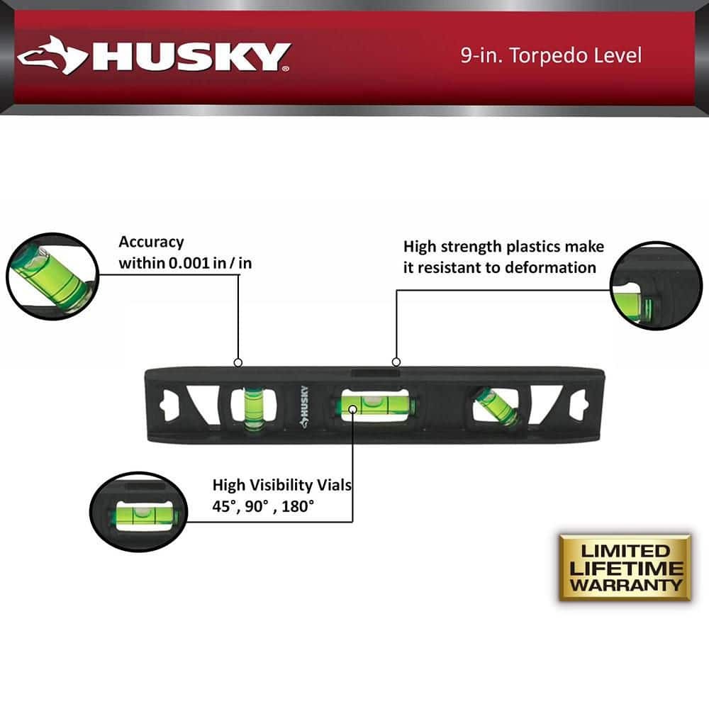 Husky Husky 2pk 9in. Torpedo and 24in. Aluminum Level