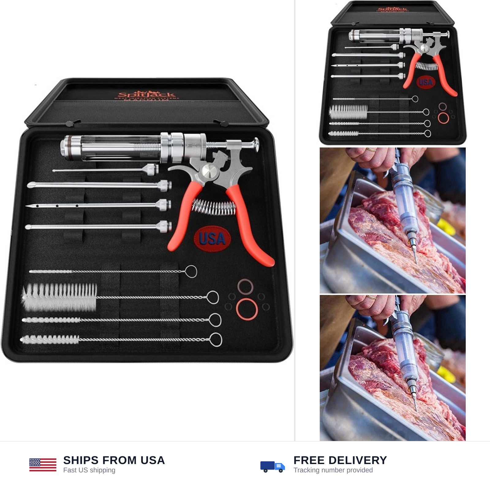 SpitJack Magnum BBQ Marinade Meat Injector, Made in USA, 4 Needles, MJ106 | P…