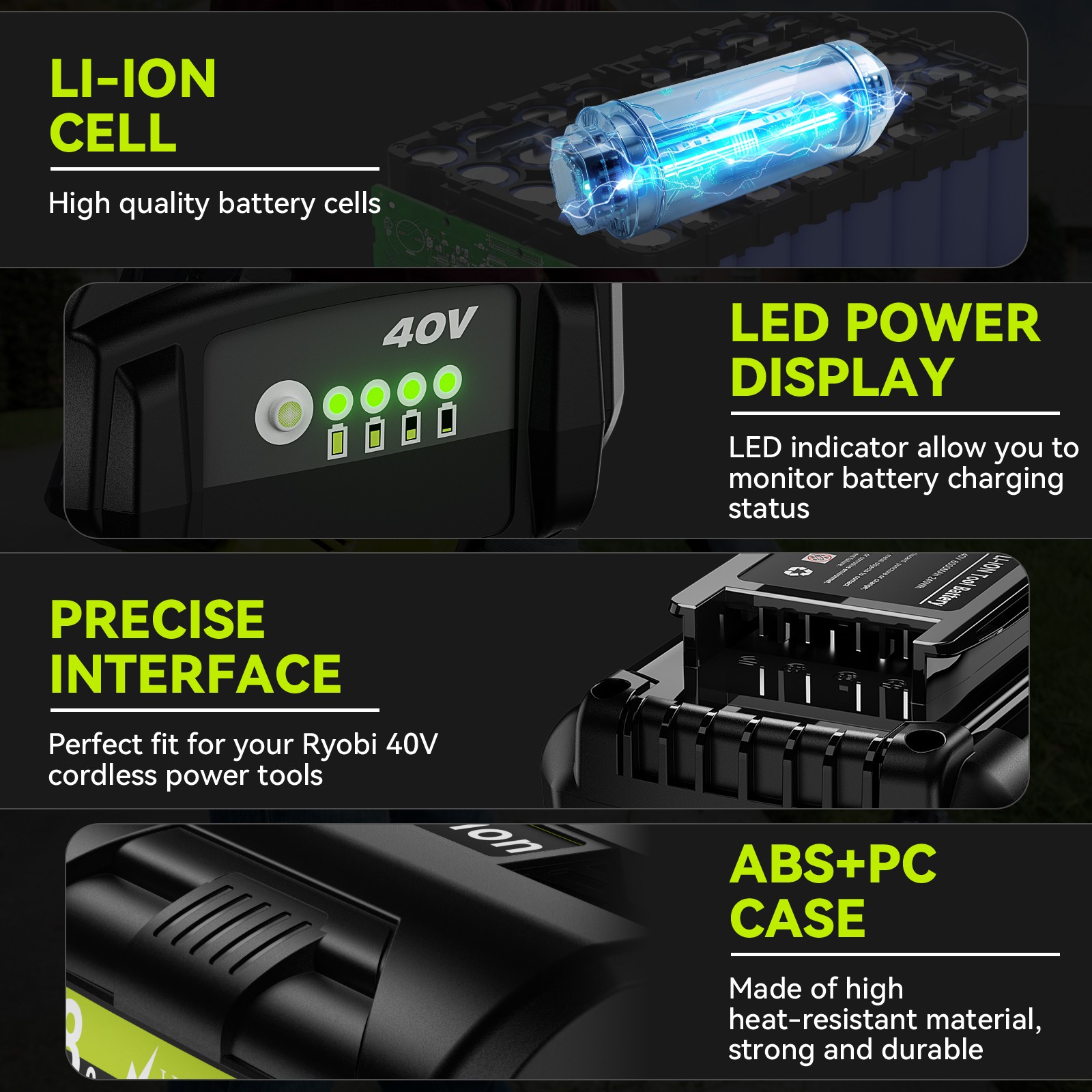 OP4050 For Ryobi 40V Lithium 8000mAh OP40602 OP40261 OP4060 OP4030 8.0Ah Battery