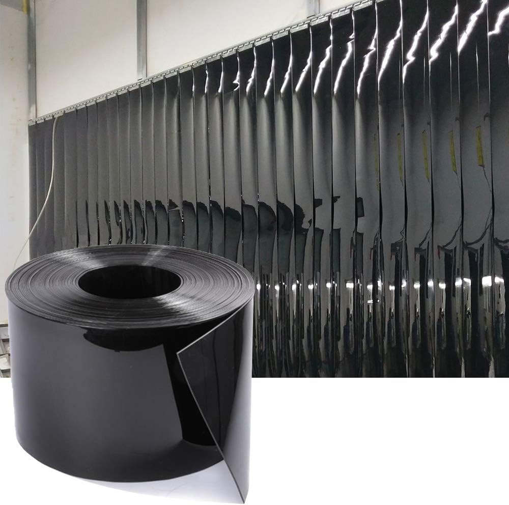Plastic Strip Door Curtain Black, 148 Ft * 7.5 in * 0.06 in | Commercial Flat PV