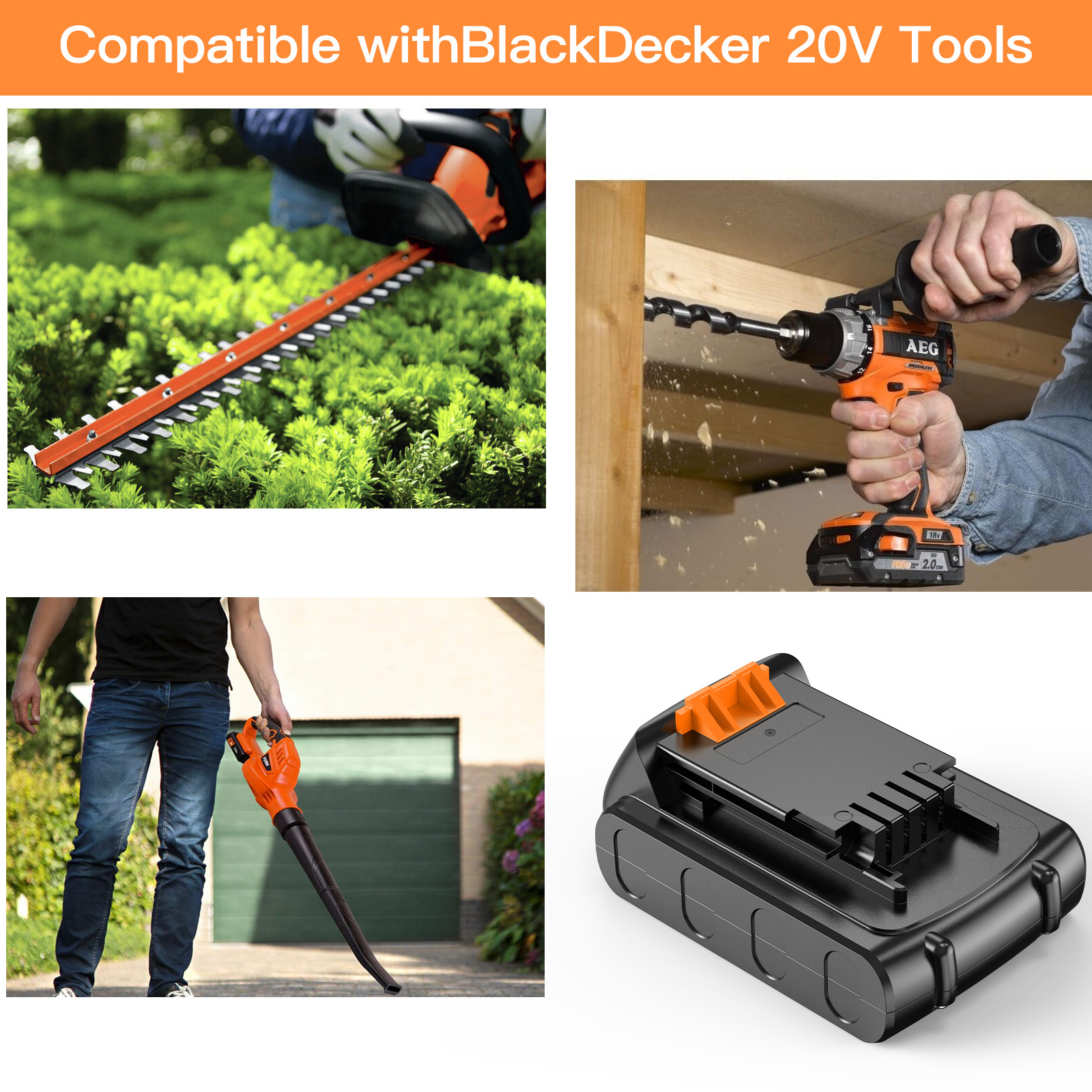 12V 2.5AH Lithium-Ion Battery for Black & Decker LB20 LBX20 LBXR20 LB2X4020