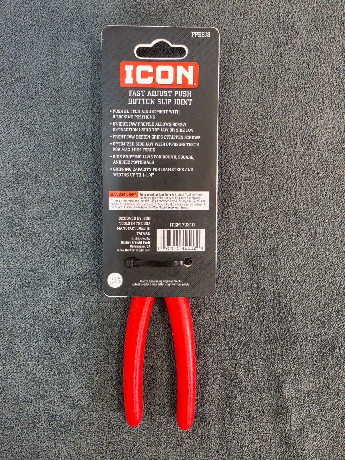 ICON 8 in. Fast-Adjust Push-Button Slip-Joint Pliers PPBSJ8 ~ 70310
