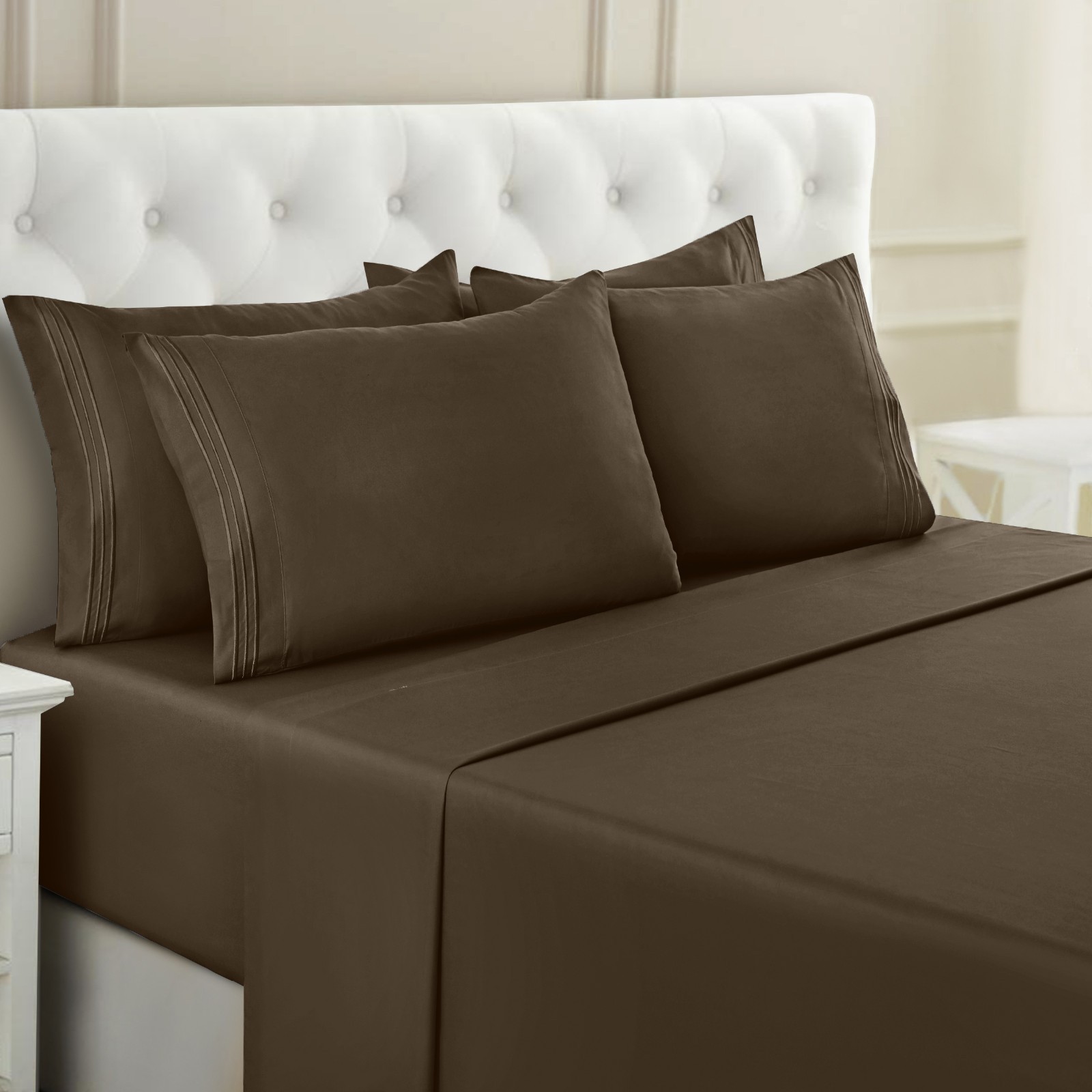 1800 Series 6 Piece Bed Sheet Set Soft Deep Pocket Twin King Queen Full Sheets