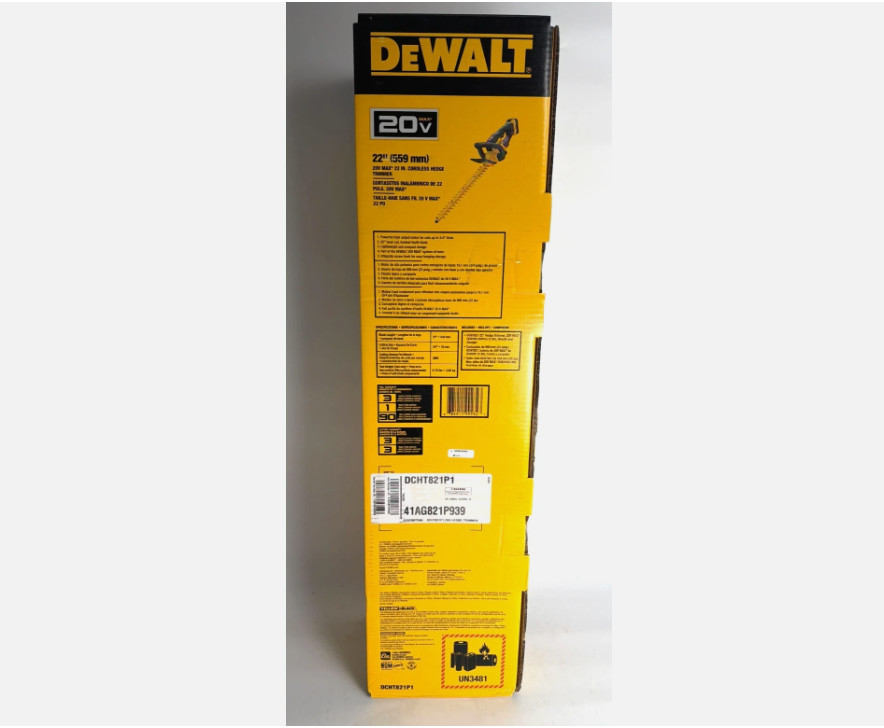 DEWALT 20V MAX 22″ Cordless Hedge Trimmer, Bare Tool Only (DCHT821B)