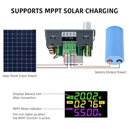 120W Buck Boost Converter, CC CV Adjustable Voltage Regulator with MPPT Solar