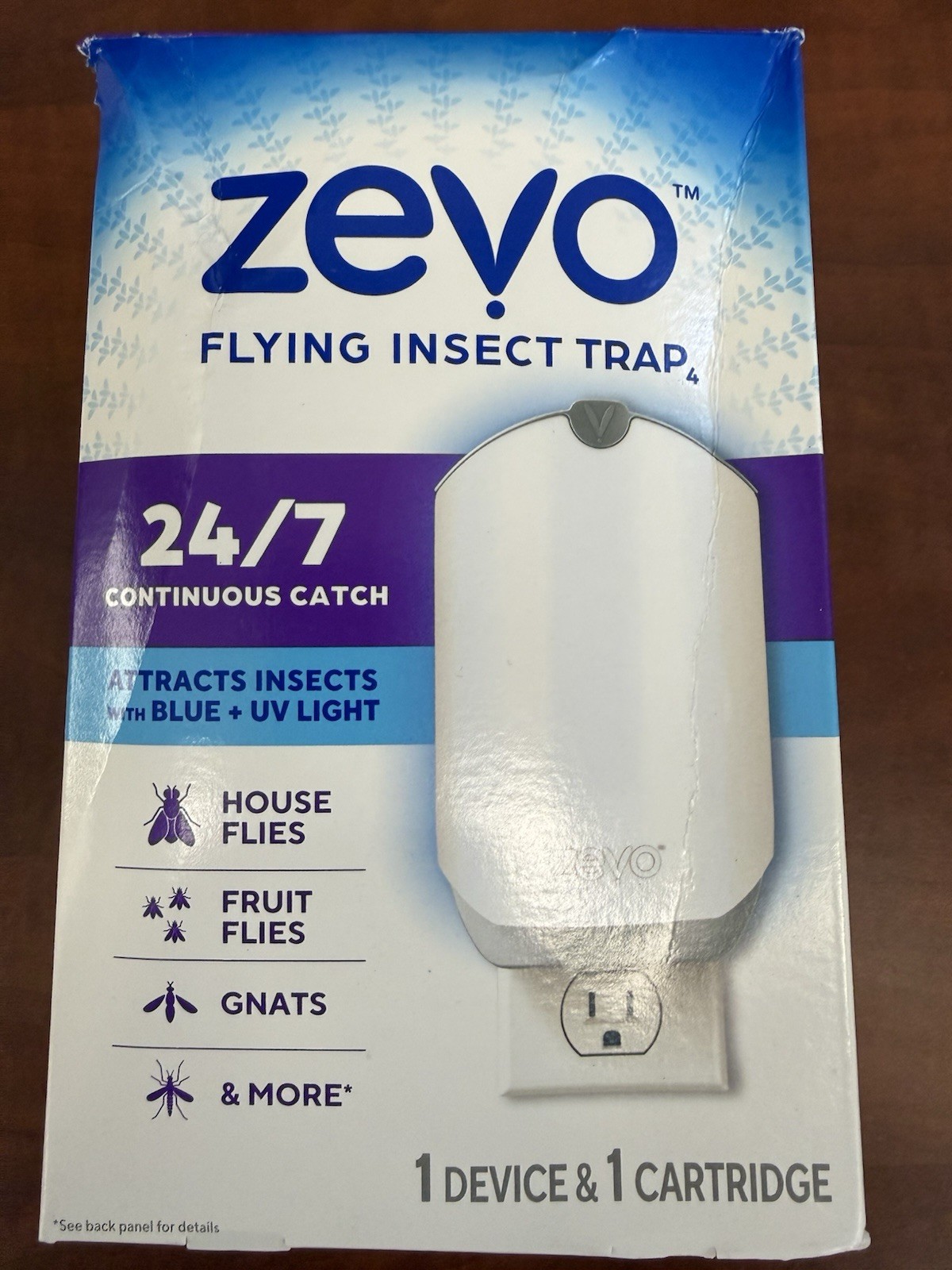 Zevo Flying Insect Trap (1 Plug-in Base + 7 Cartridges) Featuring Blue UV Light
