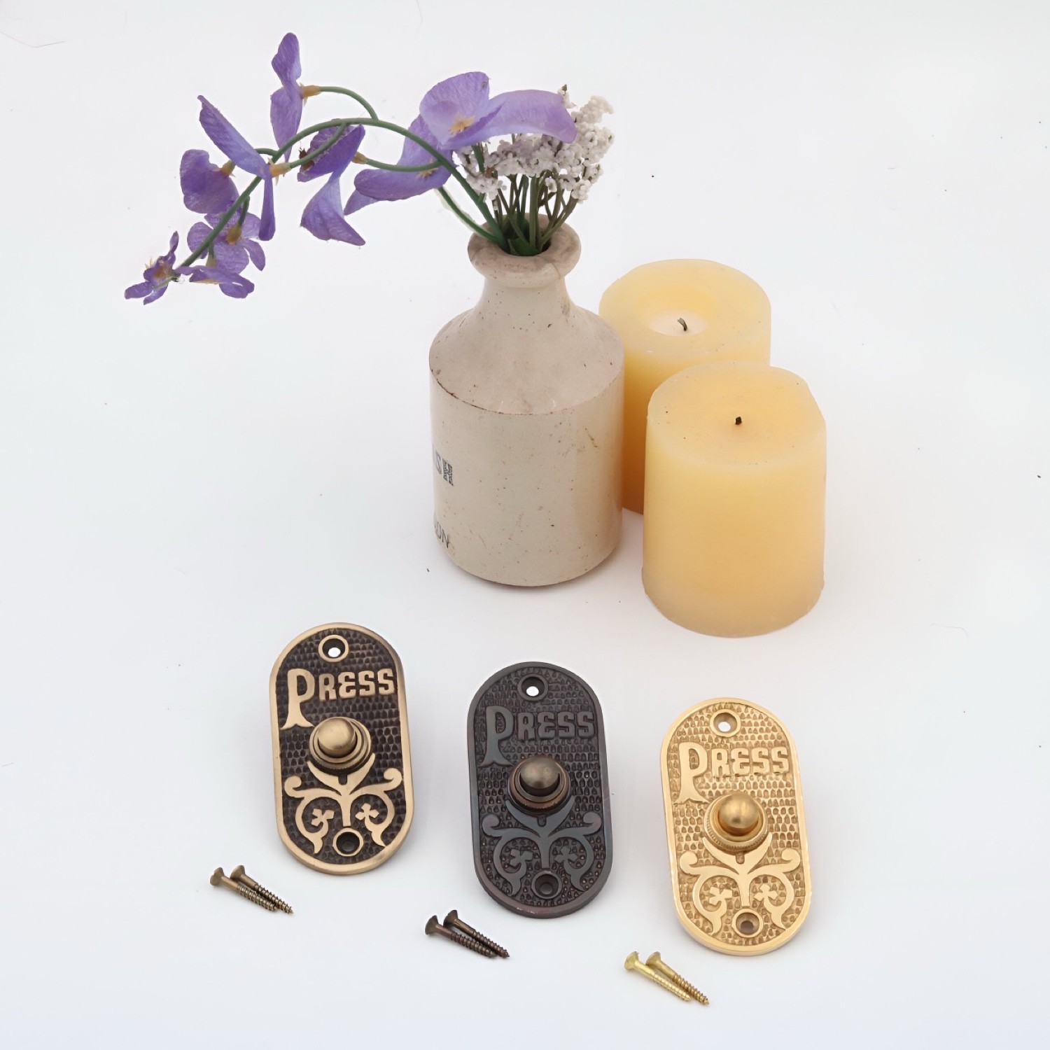PRESS Oval Push Button Doorbell Solid Cast Brass – 3 Finish Choices