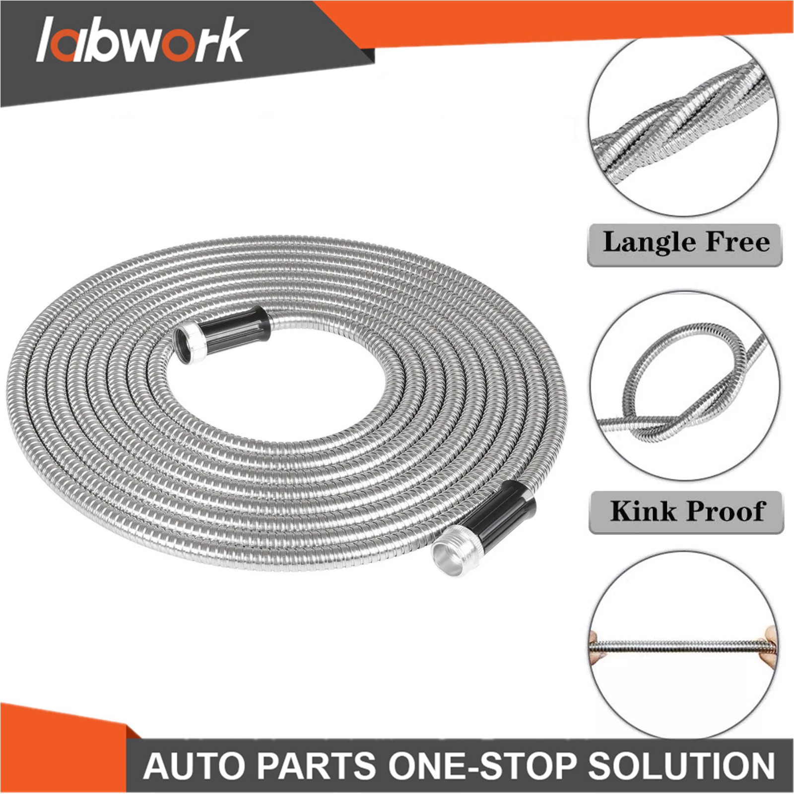 Labwork 25/50/75/100FT Lightweight Stainless Steel Metal Garden Water Hose Pipe