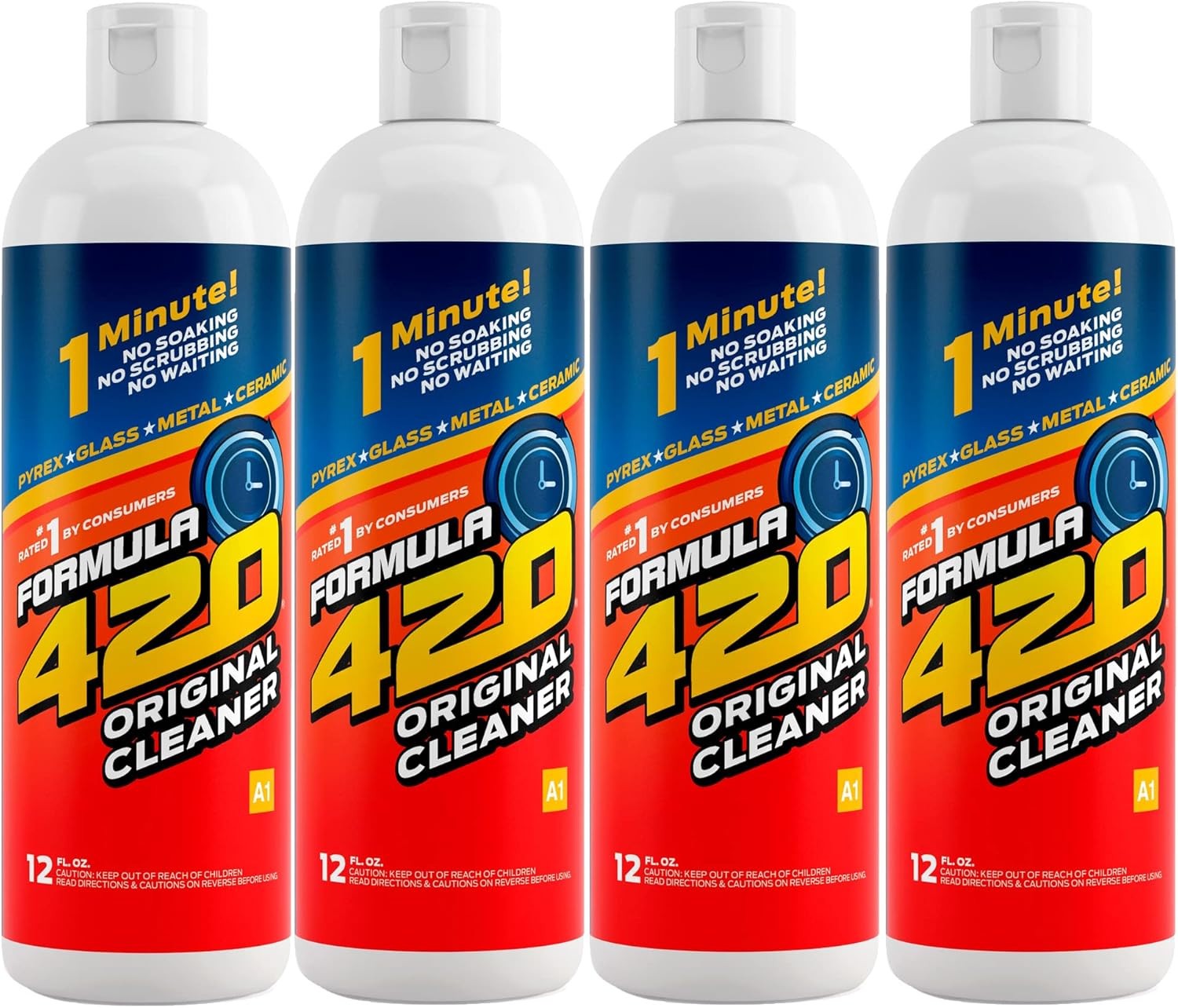 Formula 420 Cleaner – Glass, Metal Pyrex and Ceramic – 12 Oz. Bottles (4 Pack)