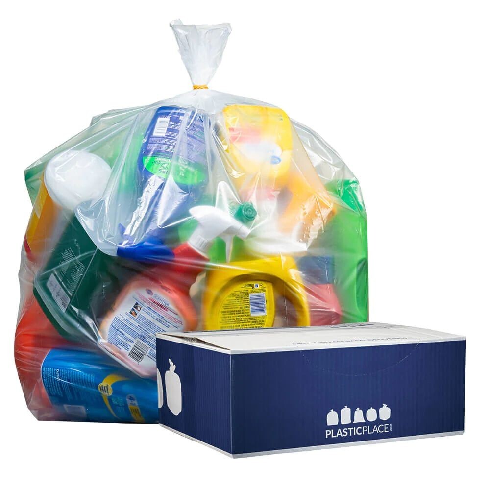 Plasticplace 7-10 Gallon Trash Bags – Clear, Case of 500 Garbage Bags