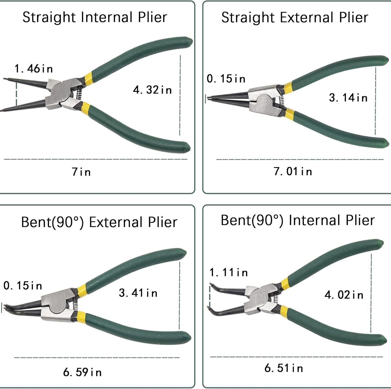 4Pcs 7″ Internal/External Snap Ring Pliers Set Heavy Duty Circlip Pliers Kit