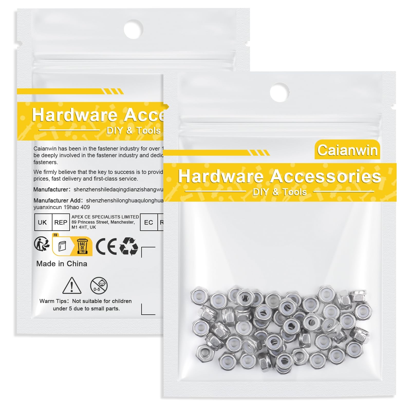 Caianwin 10Pcs 1/2″-13 Nylon Insert Hex Lock Nuts A2 304 1/2″-13, Silver