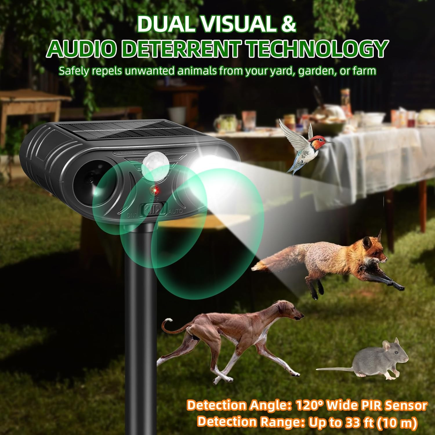 2026 Sonic Fortress Pro Deer Repellent 4 Pack Ultrasonic Solar Animal Repellent